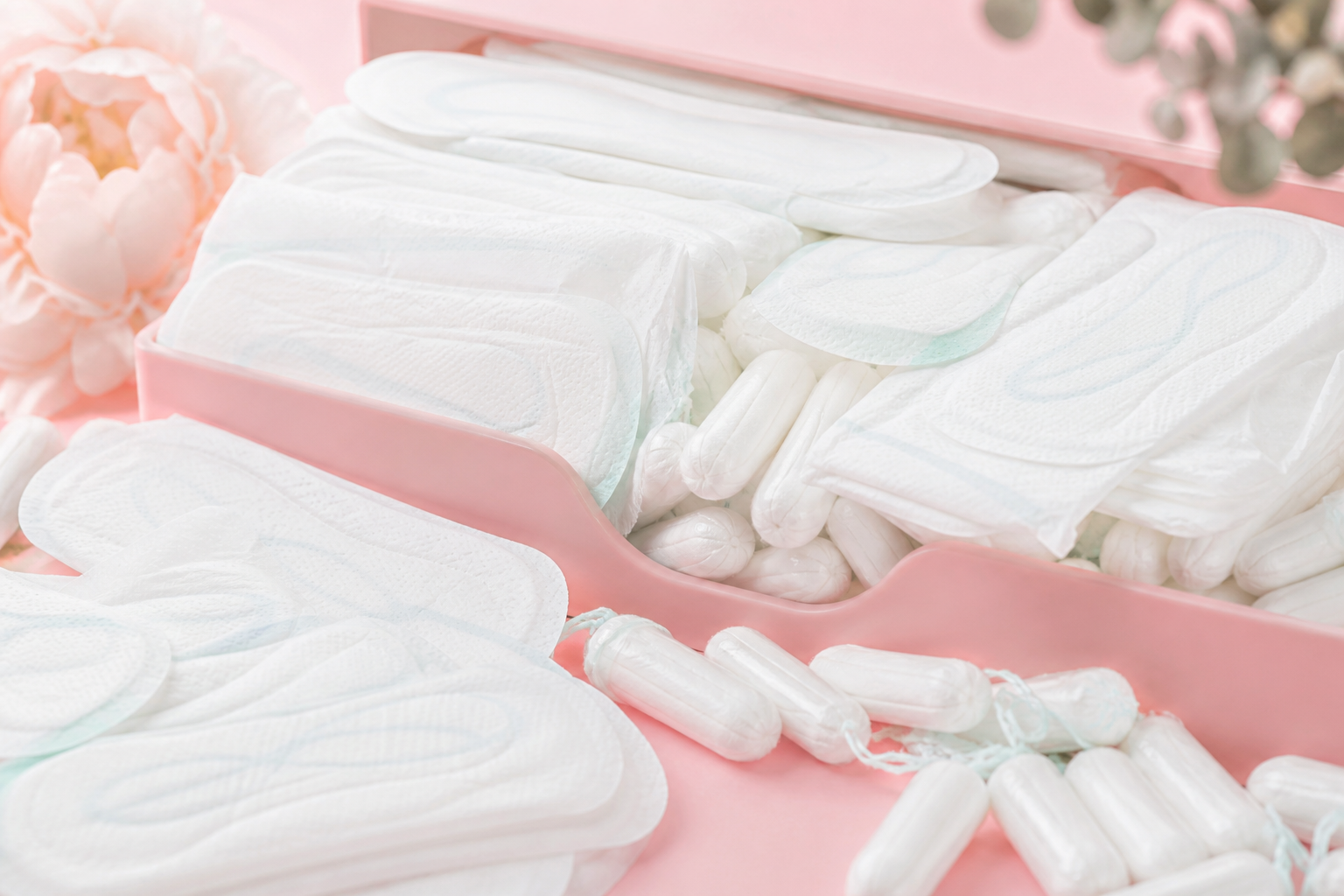 Ruime voorraad menstruatieproducten